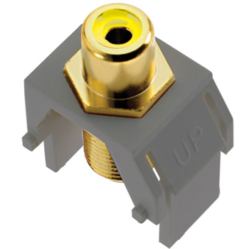 Product image for Pass & Seymour ACYRCAFM1 Yellow RCA to F-Connector Keystone Insert - Magnesium