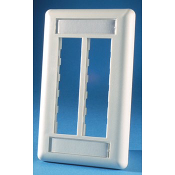 Product image for Ortronics OR-40300545-88 69.85 x 7.62 x 114.3 mm 6-Port 1-Gang Cloud White/Textured Thermoplastic Data Communication Face Plate