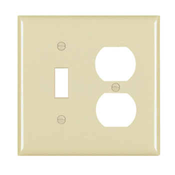 Combination Openings, 1 Toggle Switch & 1 Duplex Receptacle, Two Gang, Ivory TP18I