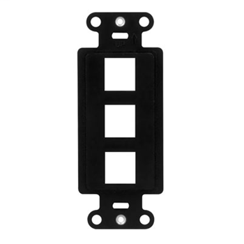 Product image for On-Q WP3413-BK 1.65 x 0.28 x 4.19 Inch 3-Port Black Plastic Wall Box Mounting Non-Flexible Outlet Strap