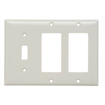 Pass & Seymour SP1262-I 3-Gang 1-Toggle 2-Decorator Ivory Smooth Thermoset Plastic Standard Combination Wallplate Pass & Seymour SP1262-I 3-Gang 1-Toggle 2-Decorator Ivory Smooth Thermoset Plastic Standard Combination Wallplate