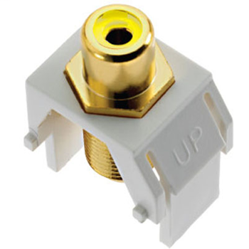 Product image for Pass & Seymour ACYRCAFW1 Yellow RCA to F-Connector Keystone Insert - White