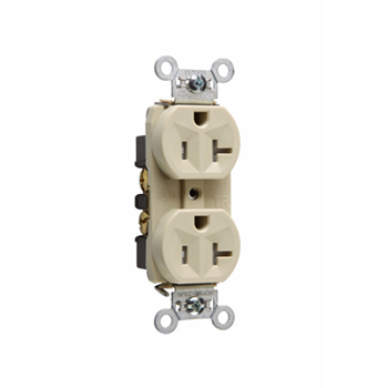 Pass & Seymour TR5362-I 20 Amp 125 VAC 2-Pole 3-Wire NEMA 5-20R Ivory Nylon Face Tamper-Resistant Duplex Receptacle Pass & Seymour TR5362-I 20 Amp 125 VAC 2-Pole 3-Wire NEMA 5-20R Ivory Nylon Face Tamper-Resistant Duplex Receptacle