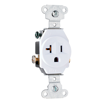 Pass & Seymour 5351-W 20 Amp 125 Vac 2-pole 3-wire Nema 5-20r White Single Receptacle Pass & Seymour 5351-W 20 Amp 125 Vac 2-pole 3-wire Nema 5-20r White Single Receptacle