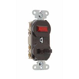Pass & Seymour 695 1.32 x 0.94 x 3.28 Inch 120/125 VAC 15 Amp 3-Way Brown Non-Grounding Combination Switch and Pilot Light