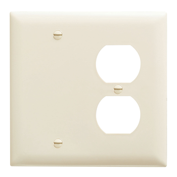 Pass & Seymour TP138-LA 2-Gang 1-Duplex Receptacle 1-Blank Light Almond Nylon Standard Combination Unbreakable Wallplate Pass & Seymour TP138-LA 2-Gang 1-Duplex Receptacle 1-Blank Light Almond Nylon Standard Combination Unbreakable Wallplate