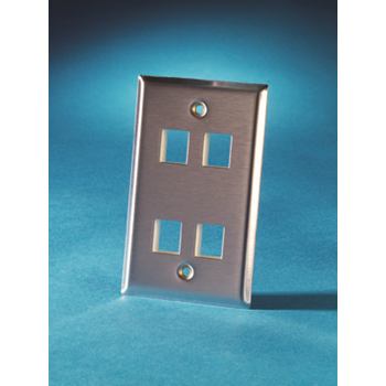 Product image for Ortronics OR-KSSS4 1-Gang 4-Keystone Opening Stainless Steel Data Communication Face Plate