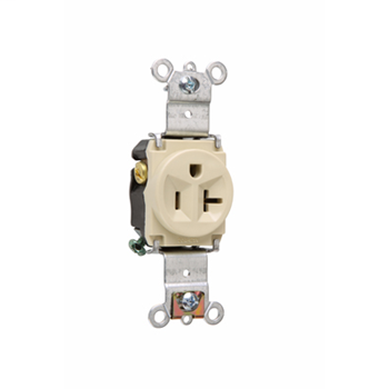 Pass & Seymour 5361-I 20 Amp 125 VAC 2-Pole 3-Wire NEMA 5-20R Ivory Nylon Face Heavy Duty Single Receptacle Pass & Seymour 5361-I 20 Amp 125 VAC 2-Pole 3-Wire NEMA 5-20R Ivory Nylon Face Heavy Duty Single Receptacle