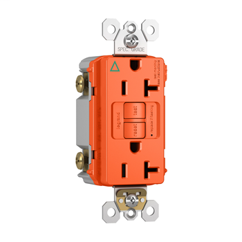 Pass & Seymour 2097-IGTRO 20 Amp 125 VAC 2-Pole 3-Wire NEMA 5-20R Orange Thermoplastic Self-Test Duplex GFCI Receptacle Pass & Seymour 2097-IGTRO 20 Amp 125 VAC 2-Pole 3-Wire NEMA 5-20R Orange Thermoplastic Self-Test Duplex GFCI Receptacle
