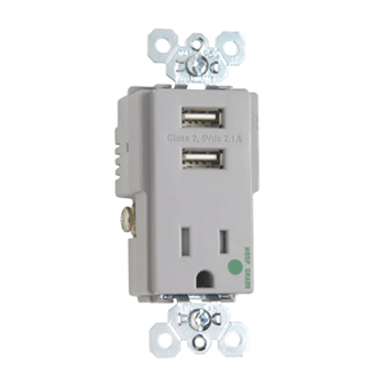Product image for P&S TR-8201USBGRY 15A CHRGR & RCPT