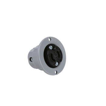Product image for Pass & Seymour ML114 125 Volt 15 Amp 2-Pole 2-Wire NEMA 1-15R Black Face Gray Flange Locking Device Outlet