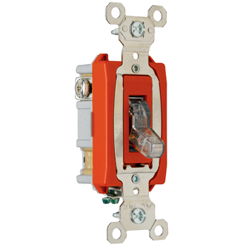 Industrial Extra Heavy-Duty Specification Grade Switch, Lighted When On, Back & Side Wire, Clear PS20AC1CPL7