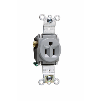 Pass & Seymour 5261-GRY 15 Amp 125 VAC 2-Pole 3-Wire NEMA 5-15R Gray Nylon Face Single Receptacle Pass & Seymour 5261-GRY 15 Amp 125 VAC 2-Pole 3-Wire NEMA 5-15R Gray Nylon Face Single Receptacle