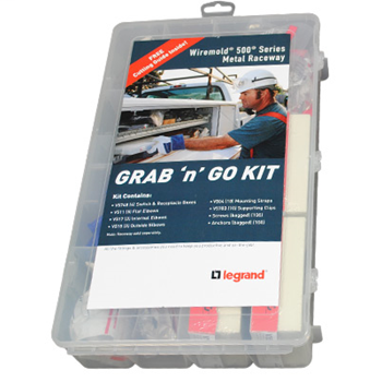 Product image for Wiremold V500GGKIT Steel 1-Channel Raceway Grab and Go Kit