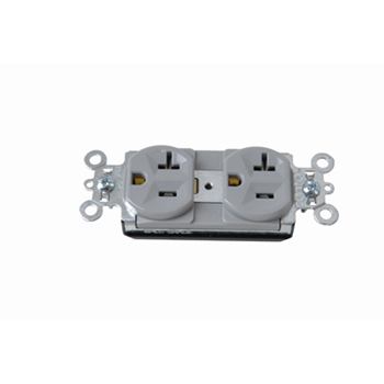 Pass & Seymour PT5362-GRY 20 Amp 125 VAC 2-Pole 3-Wire NEMA 5-20R Gray Nylon Face PVC Back Body Duplex Receptacle Pass & Seymour PT5362-GRY 20 Amp 125 VAC 2-Pole 3-Wire NEMA 5-20R Gray Nylon Face PVC Back Body Duplex Receptacle
