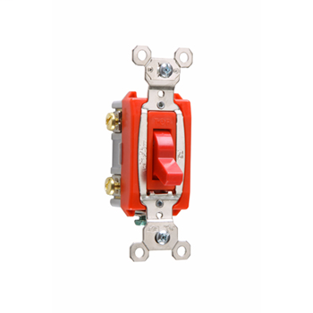 Industrial Extra Heavy-Duty Specification Grade Switch, Lighted When On, Back & Side Wire, Red PS20AC2RPL