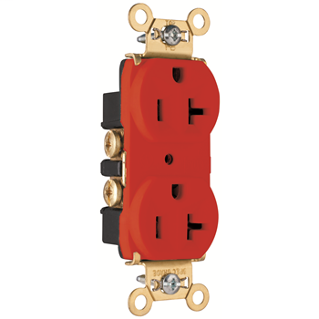 Pass & Seymour PS5362-RED 20 Amp 125 VAC 2-Pole 3-Wire NEMA 5-20R Red Nylon Face PVC Body Heavy Duty Duplex Receptacle Pass & Seymour PS5362-RED 20 Amp 125 VAC 2-Pole 3-Wire NEMA 5-20R Red Nylon Face PVC Body Heavy Duty Duplex Receptacle