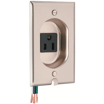 Clock Hanger Receptacles, Recessed with Stainless Steel Wall Plate, 15A, 125V S3733SS