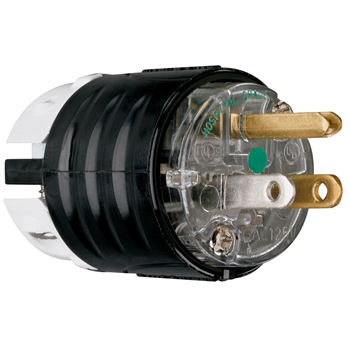15A, 125V Extra-Hard Use Hospital-Grade Plug, Black & Clear PS5266XHG