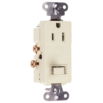 15A, 120/125V Decorator Combination Single-Pole Switch & Single Receptacle, Light Almond 681LA