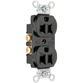 Pass & Seymour CRB5262-BK 15 Amp 125 VAC 2-Pole 3-Wire NEMA 5-15R Black Nylon Face Duplex Straight Blade Receptacle Pass & Seymour CRB5262-BK 15 Amp 125 VAC 2-Pole 3-Wire NEMA 5-15R Black Nylon Face Duplex Straight Blade Receptacle
