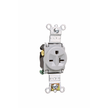 Mayer-DDS-Heavy-Duty Spec Grade Single Receptacles, Back & Side Wire, 20A, 250V, Gray 5871GRY-1