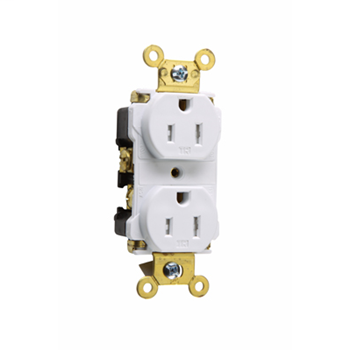Pass & Seymour TR62-W 15 Amp 125 VAC 2-Pole 3-Wire NEMA 5-15R White Nylon Tamper-Resistant Duplex Receptacle Pass & Seymour TR62-W 15 Amp 125 VAC 2-Pole 3-Wire NEMA 5-15R White Nylon Tamper-Resistant Duplex Receptacle