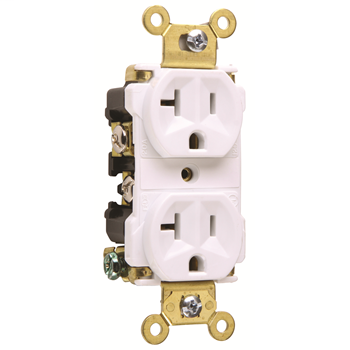 Industrial Extra Heavy-Duty Spec Grade Receptacles, Back & Side Wire, 20A, 125V, White 5362AW