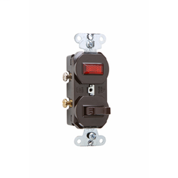 Pass & Seymour 692 Single Pole, Single Pilot Light, Combination Switch, 15 amps, 120/125V - Brown