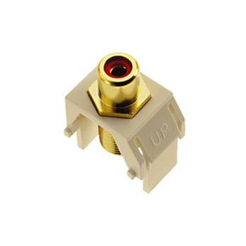 Product image for On-Q WP3462-LA Light Almond Plastic RCA to F-Connector Audio/Video Keystone Insert