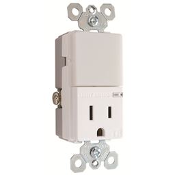 Pass & Seymour NTL81TRWCC6 15 Amp 120/125 VAC NEMA 5-15R White LED Night Light with Receptacle