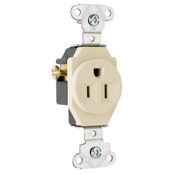 Pass & Seymour 5251-LA 15 Amp 125 VAC 2-Pole 3-Wire NEMA 5-15R Light Almond Heavy Duty Straight Blade Single Receptacle Pass & Seymour 5251-LA 15 Amp 125 VAC 2-Pole 3-Wire NEMA 5-15R Light Almond Heavy Duty Straight Blade Single Receptacle