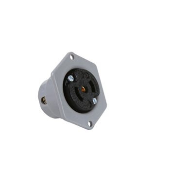 Product image for Pass & Seymour ML314 125 to 250 Volt 15 Amp 3-Pole 3-Wire NEMA 3-15R Black Face Gray Flange Locking Device Outlet