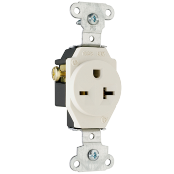 Pass & Seymour 5851-LA 20 Amp 250 VAC 2-Pole 3-Wire NEMA 6-20R Light Almond Heavy Duty Single Receptacle Pass & Seymour 5851-LA 20 Amp 250 VAC 2-Pole 3-Wire NEMA 6-20R Light Almond Heavy Duty Single Receptacle