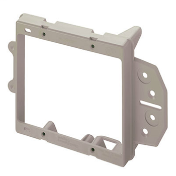 Product image for Pass & Seymour AC1009-02 4" x 3.75" 2-Gang Gray Smooth Flame Retardant Plastic In-Wall Face Mount Low-Voltage Bracket
