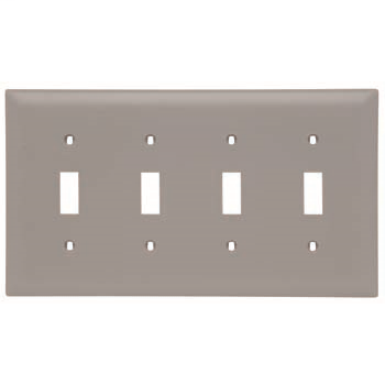 Pass & Seymour TP4-GRY 4-Gang 4-Toggle Switch Gray Nylon Standard Unbreakable Wallplate Pass & Seymour TP4-GRY 4-Gang 4-Toggle Switch Gray Nylon Standard Unbreakable Wallplate