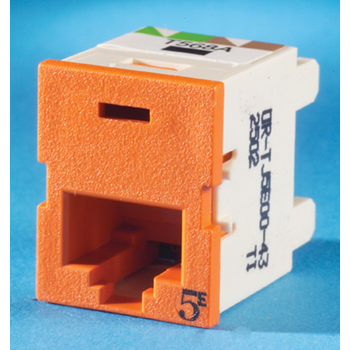 Product image for Ortronics OR-TJ5E00-43 8-Position Light Orange/Nickel Plated T568A/B Category 5E Face Plate Mounting Modular Jack