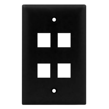 Product image for On-Q WP3404-BK 1-Gang 4-Port Black High Impact Flame Retardant Plastic Keystone Wallplate