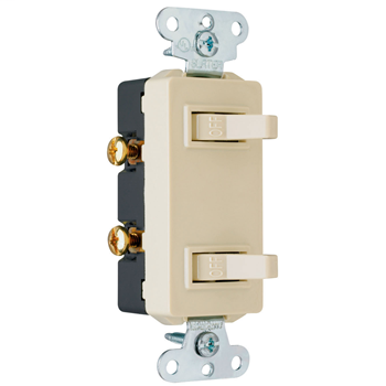 Product image for Pass & Seymour 680-IG 15 Amp 120/277 VAC 1-Pole Ivory Grounding Duplex Decorator Combination Switch