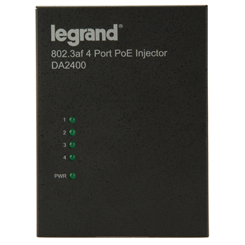 This compact device is designed to easily mount into any Legrand enclosure and provide power for a variety of PoE compatible devices.
