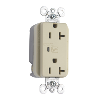 Product image for Pass & Seymour 5352-ISP 20 Amp 125 VAC 2-Pole 3-Wire NEMA 5-20R Ivory Nylon Surge Protective Duplex Receptacle