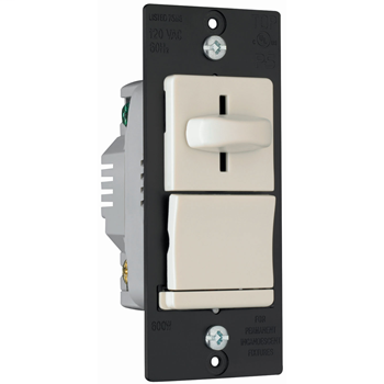 Product image for Pass & Seymour LS600-PI Incandescent Slide Dimmer, Preset 600W - Ivory