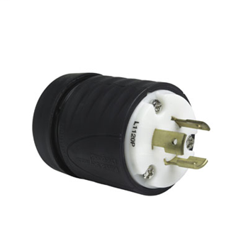 Pass & Seymour L1120P 20 Amp 250 VAC 3-Phase 3-Pole 3-Wire NEMA L10-20P Black and White Nylon Straight Locking Plug Pass & Seymour L1120P 20 Amp 250 VAC 3-Phase 3-Pole 3-Wire NEMA L10-20P Black and White Nylon Straight Locking Plug