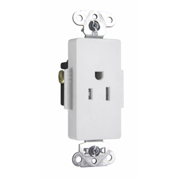 Tamper-Resistant Heavy-Duty Decorator Spec Grade Single Receptacle, Back & Side Wire, 15A, 125V, White TR26261W
