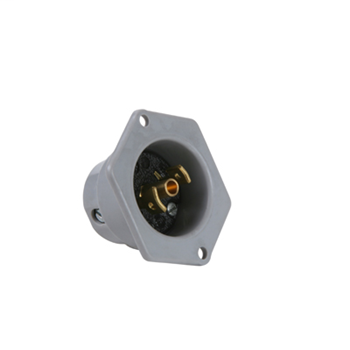 Product image for Pass & Seymour ML215 2.06 x 1.13 Inch 125 VAC 15 Amp 2-Pole 3-Wire Black/Gray Midget Lock Flanged Inlet