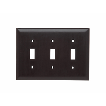 Pass & Seymour TP3 3-Gang 3-Toggle Switch Brown Nylon Standard Unbreakable Wallplate Pass & Seymour TP3 3-Gang 3-Toggle Switch Brown Nylon Standard Unbreakable Wallplate