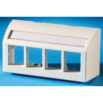 Product image for Ortronics OR-40300633 4-Port 2-Piece Fog White Thermoplastic Snap Mounting Data Communication Furniture Bezel