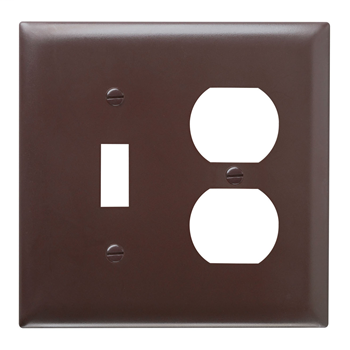 Pass & Seymour TP18 2-Gang 1-Toggle Switch 1-Duplex Receptacle Brown Nylon Standard Combination Unbreakable Wallplate Pass & Seymour TP18 2-Gang 1-Toggle Switch 1-Duplex Receptacle Brown Nylon Standard Combination Unbreakable Wallplate