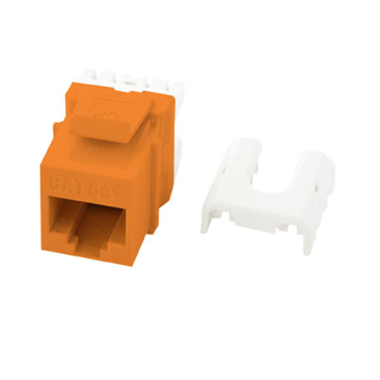 Product image for On-Q WP3475-OR RJ45 8-Position 8-Wire Category 5E Orange Plastic Quick Connect Keystone Connector