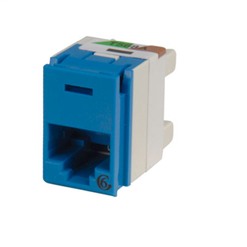 Product image for Ortronics OR-PJ600-36 8-Position T568A/B Category 6 Blue 180 Degrees Panel Jack